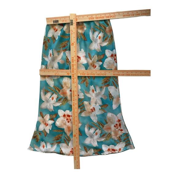 XOXO Jeans Y2K Vintage 90s Midi Slip Skirt Womens Medium Floral Blue Boho - Picture 2 of 5